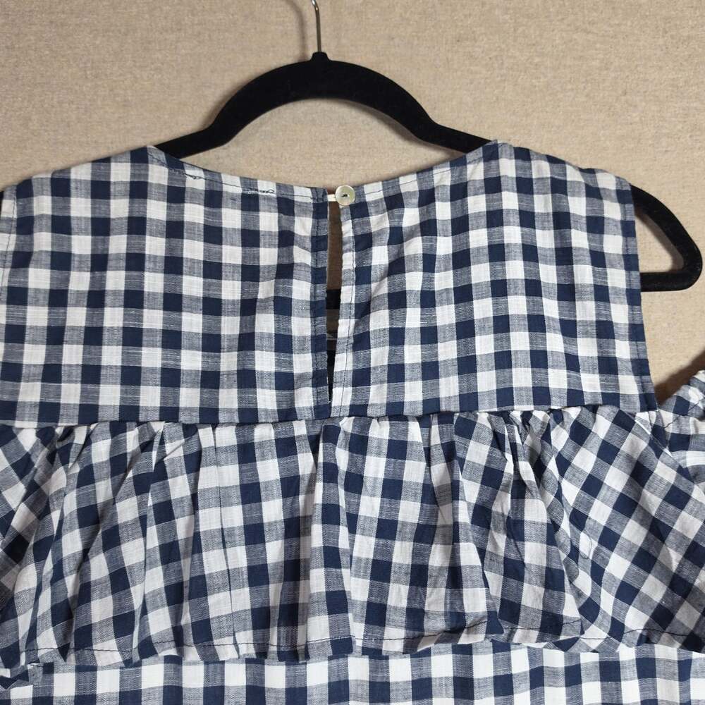 Fantastic Fawn Cold Shoulder Ruffle Mini Dress Womens Size XL Blue Gingham Lined - Picture 7 of 9